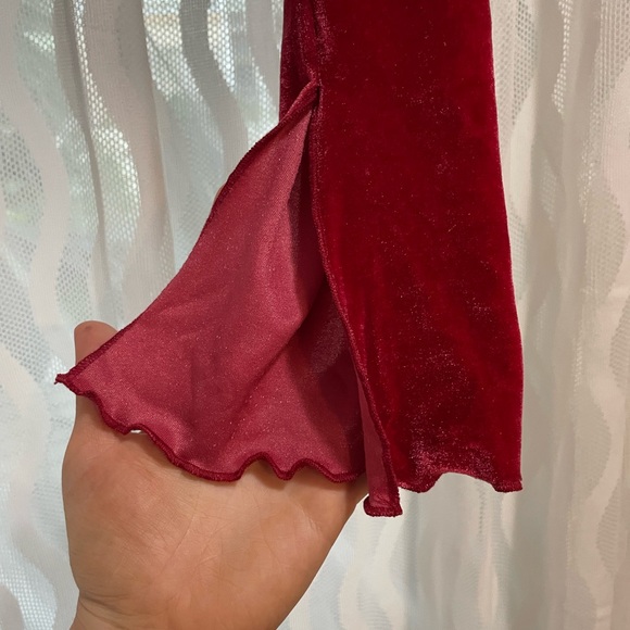 Velvet Long Sleeve Wrap Top - Picture 3 of 7